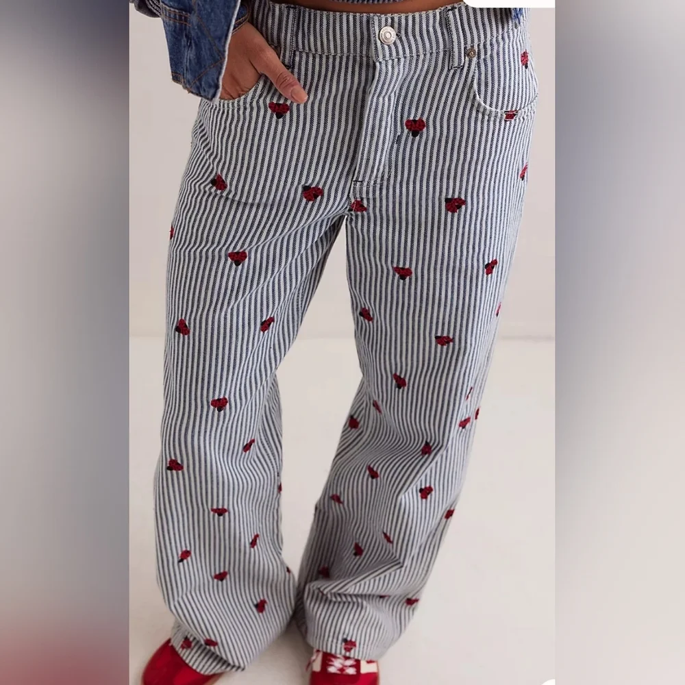 Free People Bugged Out Railroad Stripe Jeans - Picture 2 of 11